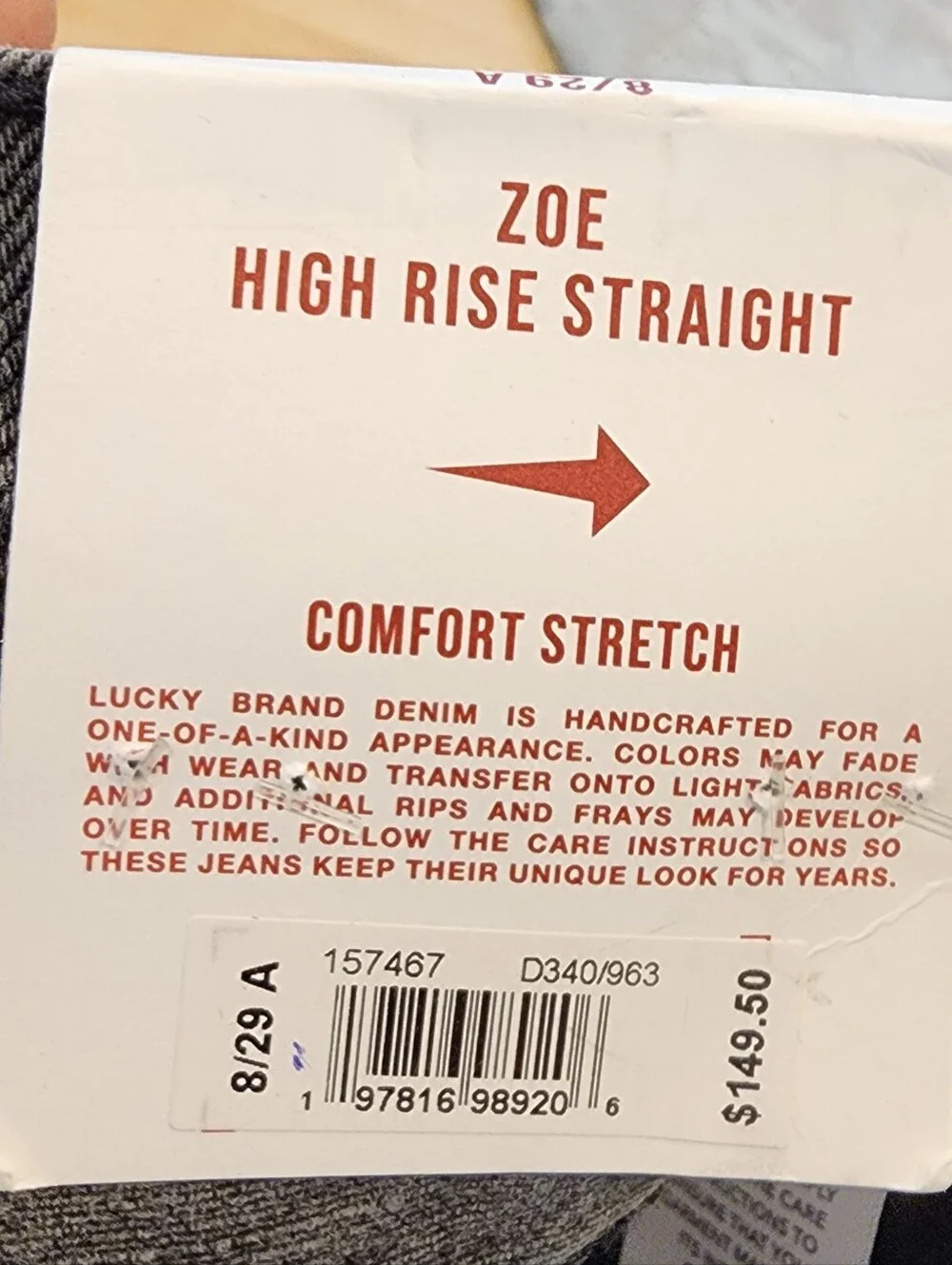 NWT Lucky Brand Floral Embroidered Zoe High Rise Straight Jeans Grey Black Sz 8